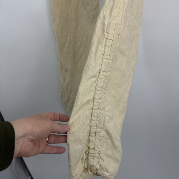 Toad & Co Lina Linen Pants Size Large Ivory Beige Pull on 32" Inseam - Picture 9 of 16